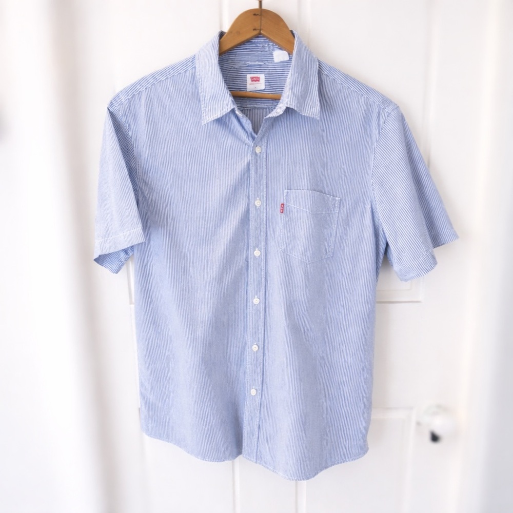 Levi's Men's Striped Short Sleeved Button Down Shirt Cotton Large
